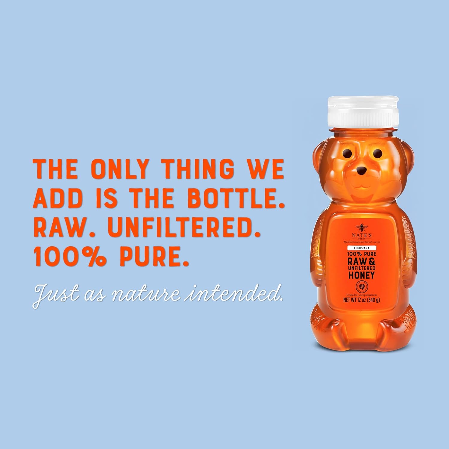 Nate's Louisiana 100% Pure, Raw & Unfiltered Honey - 12 oz. Honey Bear Bottle - All-natural Sweetener - Image 5