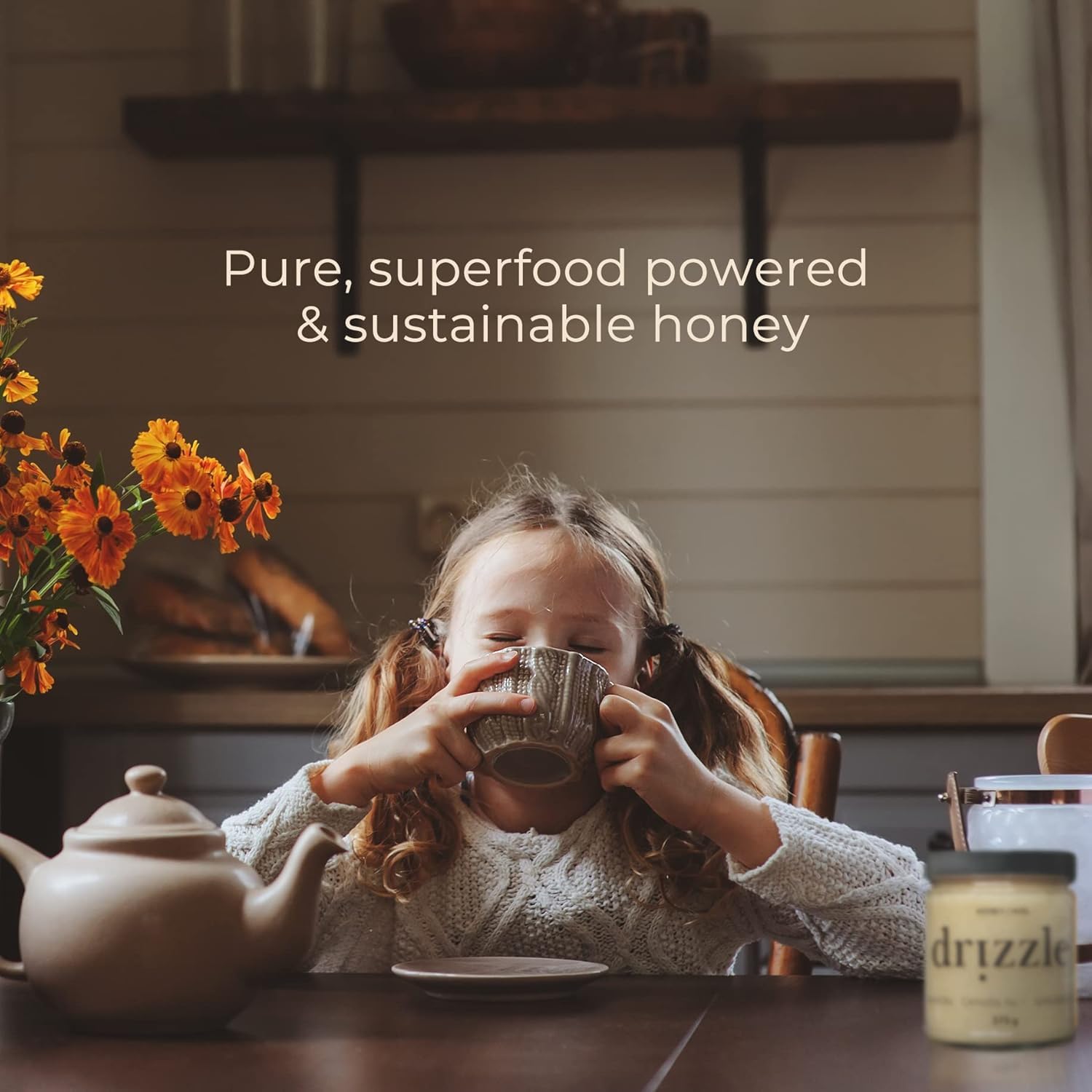 Drizzle Berry Bliss Raw Honey - All Natural Pure Raw Honey with Organic Blueberry, Unfiltered & Unheated, Use in Tea & Coffee, Sugar Substitute, Certified Kosher - 13.2 oz Jar (375 g) - Image 8