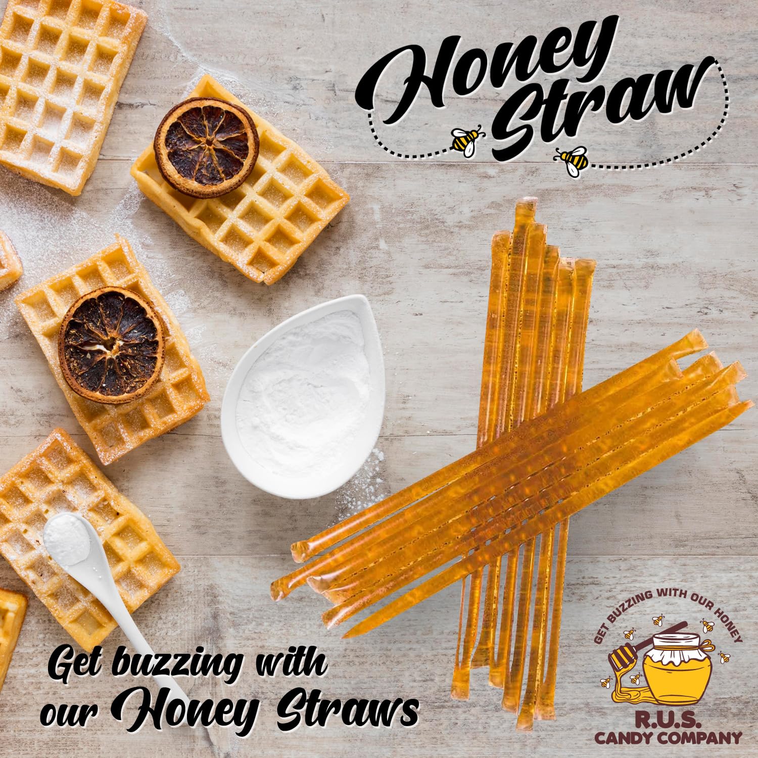 25 Pack Honey Sticks For Tea, Snacking, Honey Straws Packets Single Serve Stir Sticks, Natural Flavor by R.U.S Candy Company- (Clover) - Image 5
