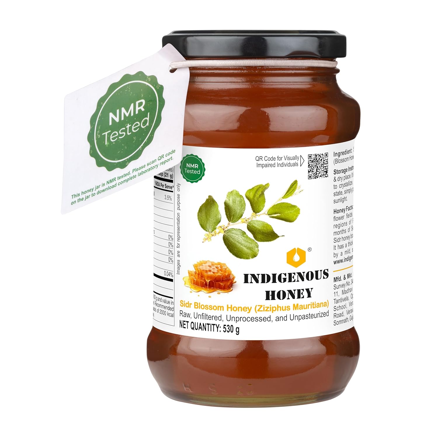 INDIGENOUS HONEY Sidr Ber Jujube Honey Raw Organic Natural Pure Unprocessed NMR Tested Unpasteurized Unheated 530g Glass Jar Pack of 1 - Image 3