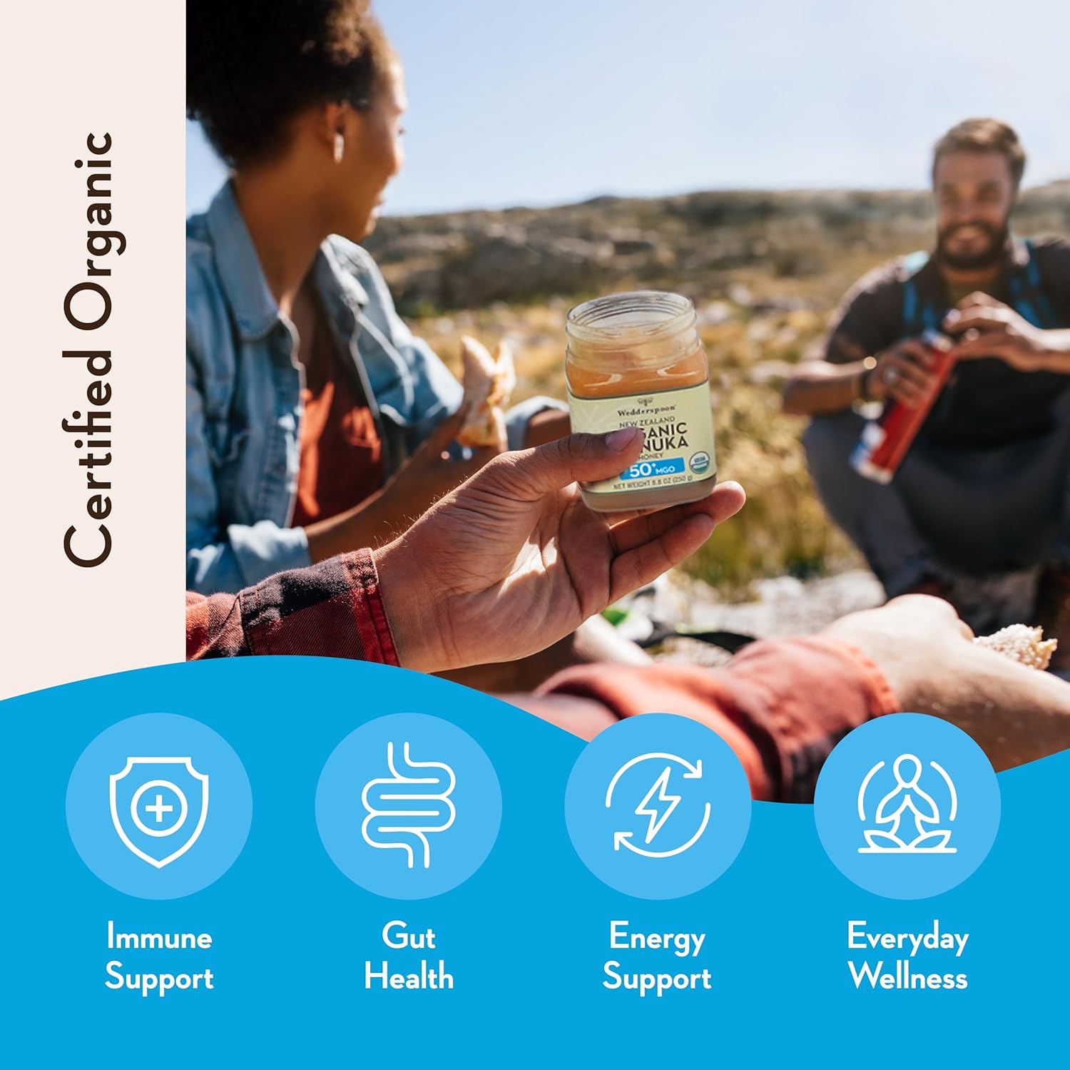 Wedderspoon Raw Premium USDA Certified Organic Manuka Honey, 50+ MGO, 8.8 Oz, Unpasteurized New Zealand Honey, From Our Hives to Your Home - Image 5