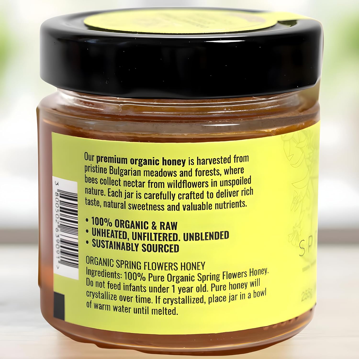 ORPHE Organic Raw Spring Flower Honey, Creamed – Unheated & Unfiltered Wildflower Blossom Honey with Natural Pollen – Smooth Spreadable Premium Packaging, 9oz Glass Jar - Image 4