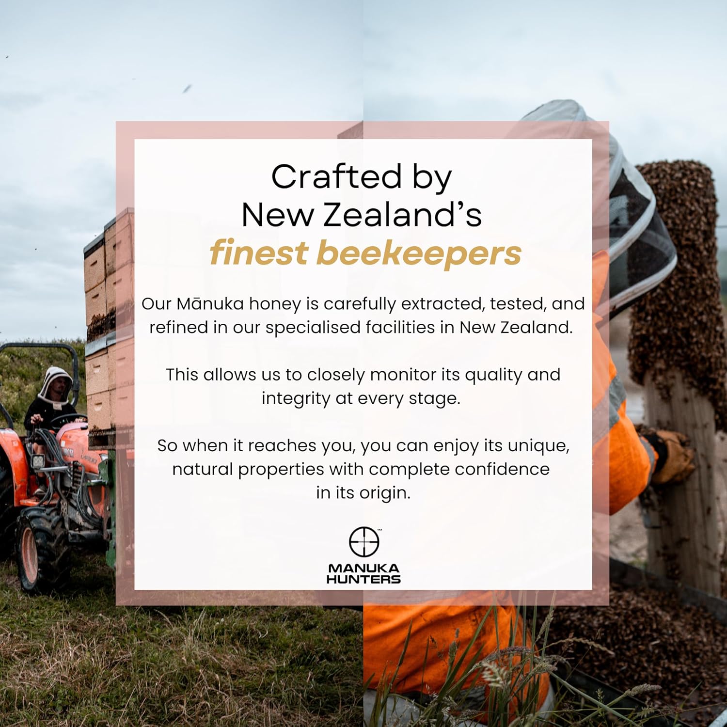 Manuka Hunters Raw New Zealand Honey Gift Set 4-Pack Honey Sampler with UMF 5+,10+,15+,20+ (125g = 85ml Each) – 100% Pure Natural Sweetener - Ideal for Tea, Coffee, Smoothies, Baking - Sustainable - Image 6