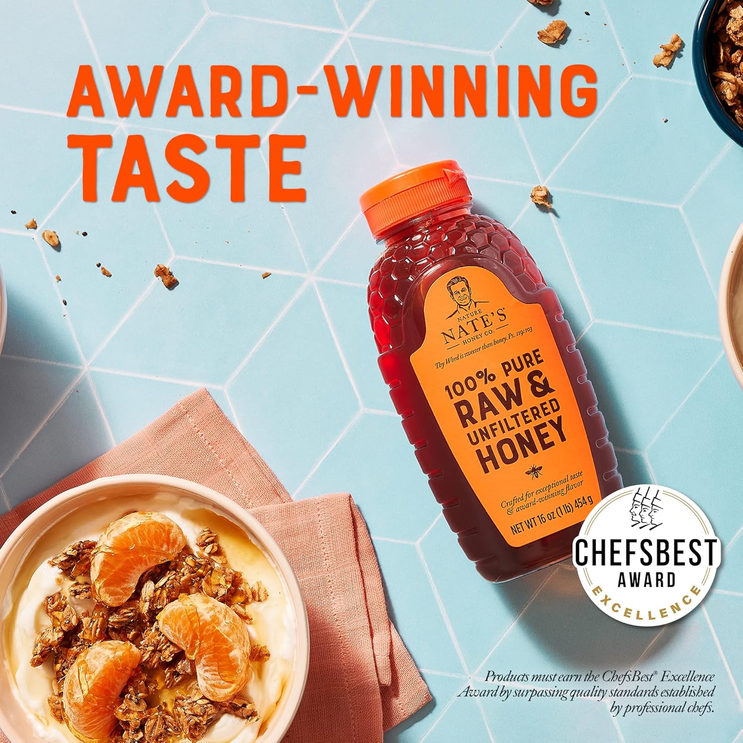 Nate's 100% Pure, Raw & Unfiltered Honey - Award-Winning Taste, 16oz.Squeeze Bottle (6-Pack) - Image 4