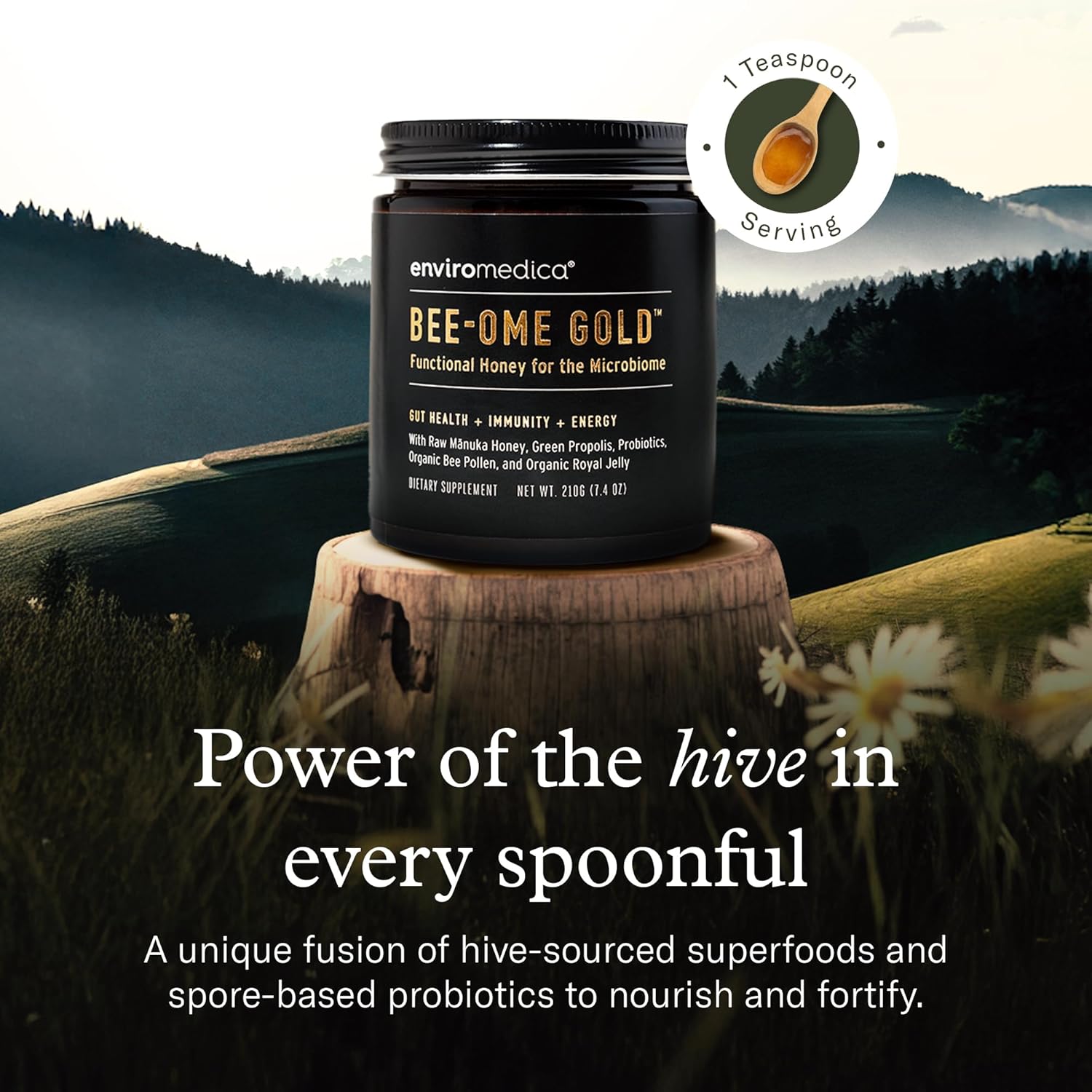 Bee-Ome Gold by Enviromedica - Unpasteurized Raw Manuka Honey with Probiotics, Royal Jelly, Bee Pollen & Propolis, Functional Superfood Honey, 7.4oz - Image 3