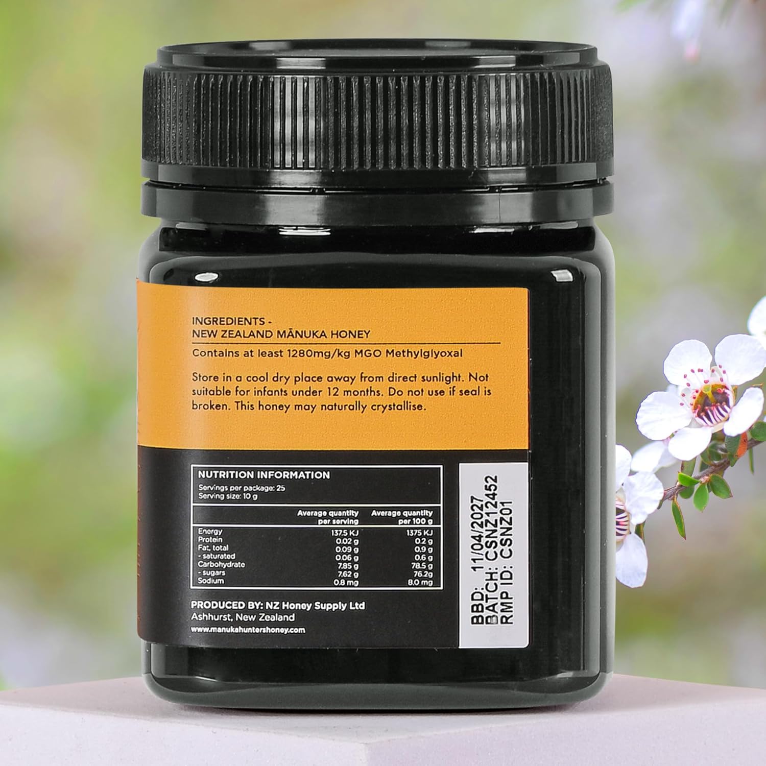 Manuka Hunters UMF 26+/MGO 1280+ Certified New Zealand Manuka Honey - 100% Pure Natural Sweetener - Gluten, Dairy Free - Ideal for Tea, Coffee, Smoothies, and Baking - Sustainable - 8.8oz/250g Jar - Image 2
