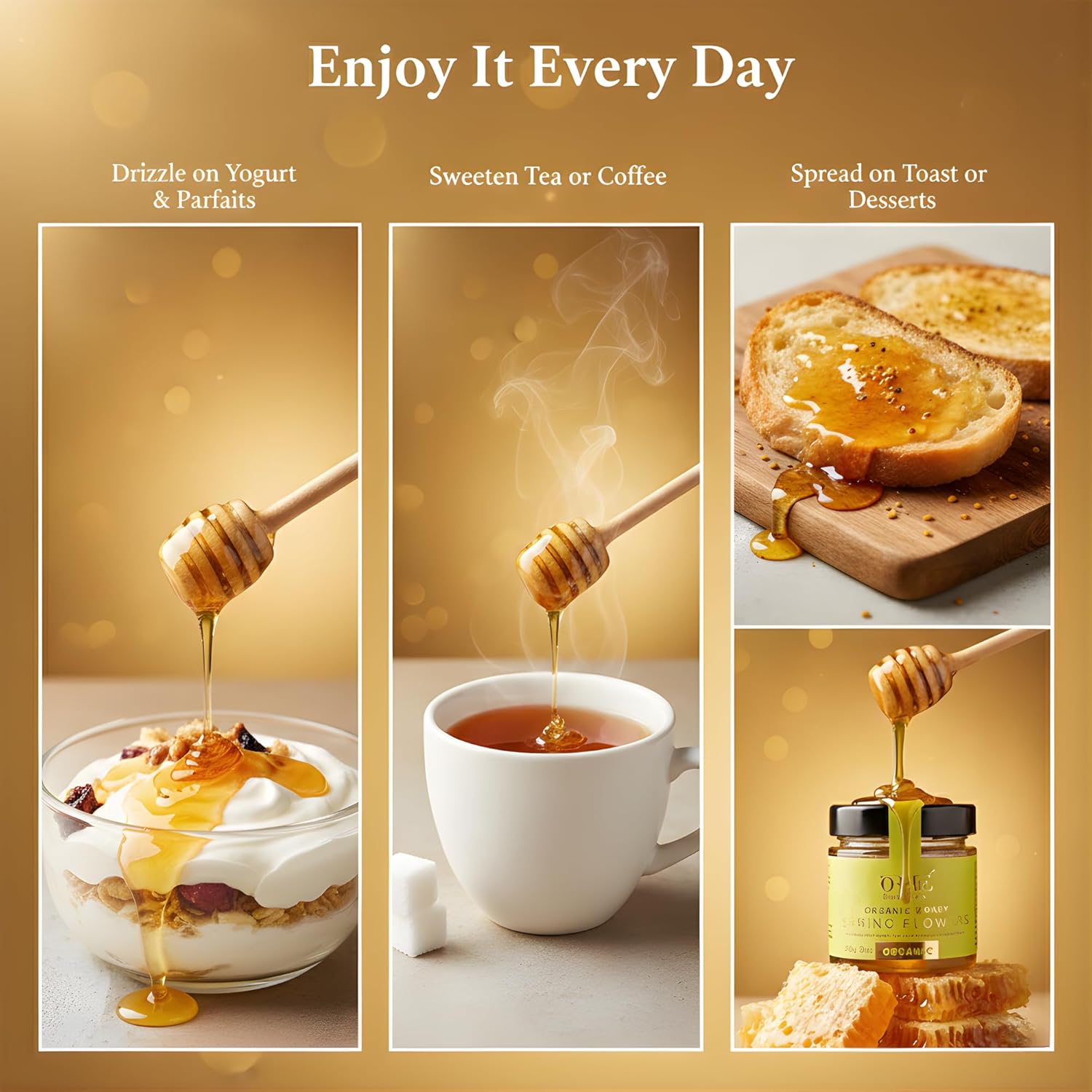 ORPHE Organic Raw Spring Flower Honey, Creamed – Unheated & Unfiltered Wildflower Blossom Honey with Natural Pollen – Smooth Spreadable Premium Packaging, 9oz Glass Jar - Image 8