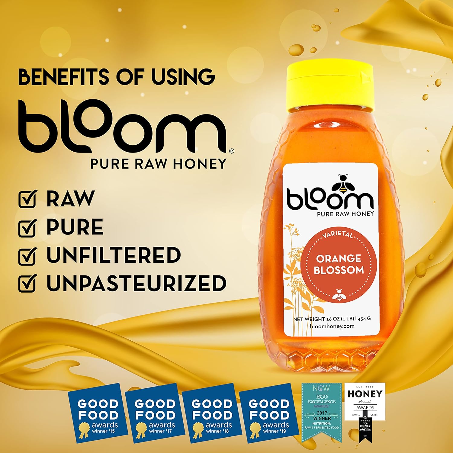Bloom Honey 100% Pure Honey Raw Unfiltered and Unpasteurized Raw Honey - 16oz Orange Blossom - Image 7