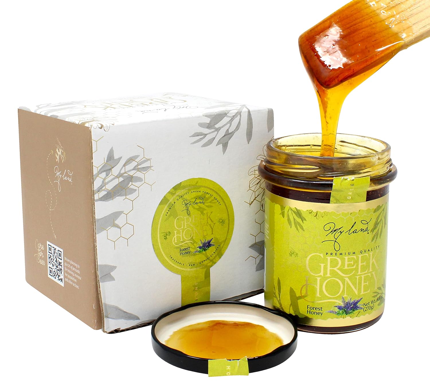 MY LAND Forest Greek Natural Raw Honey Unfiltered (9.5 Ounce (Pack of 1)) - Image 2