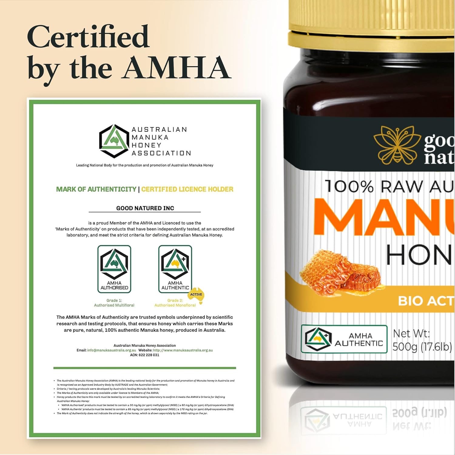 Raw Manuka Honey Certified MGO 100+ / 6+ Manuka With Antibacterial Activity - (NPA 6+) 500g (1.1lb) by Good Natured - Image 4