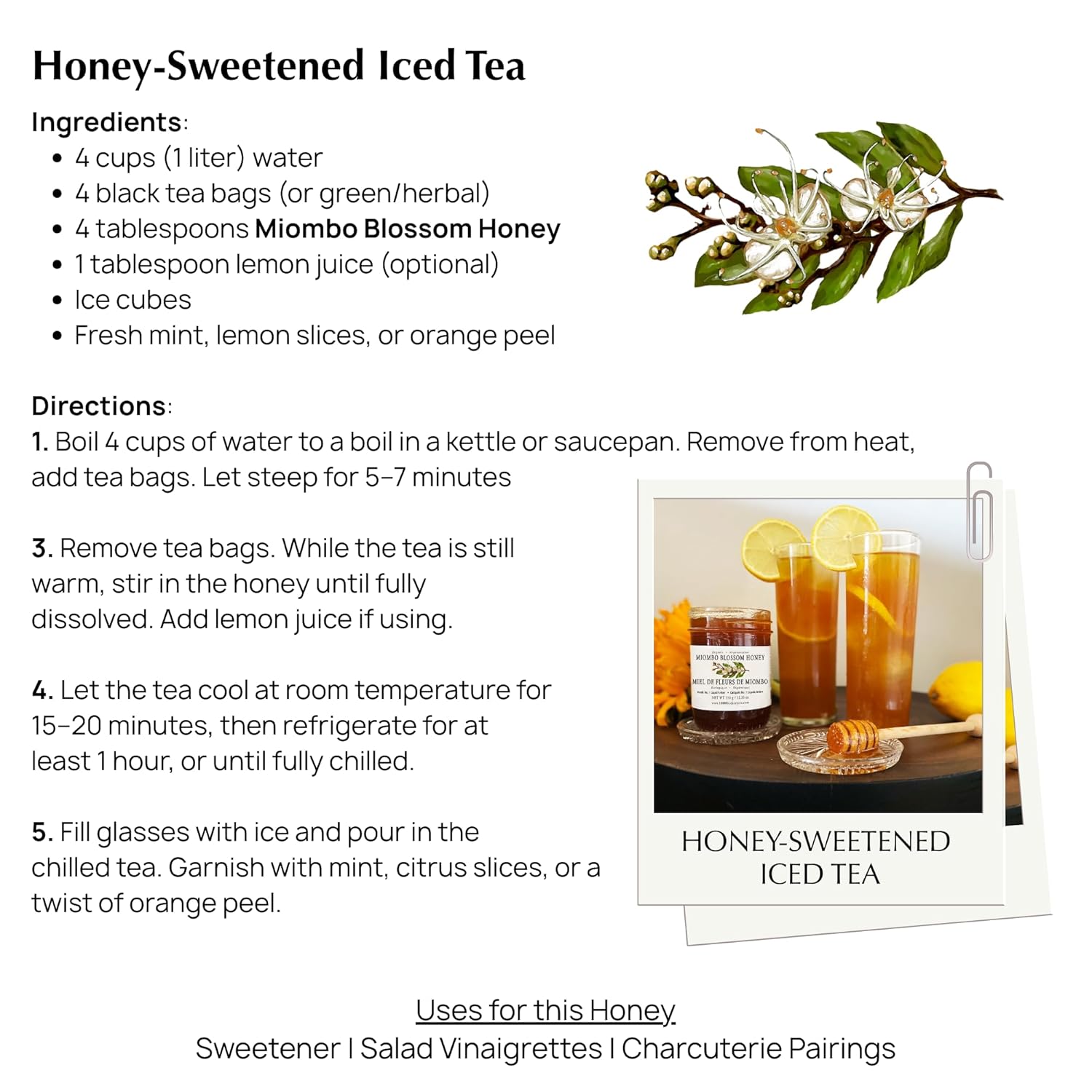 Miombo Blossom Organic Raw Honey in Glass Jar, Multifloral Organic Honey Harvested from Wild Raw Honeycomb, Unpasteurized Miel Cruda, 12.35oz - Image 6