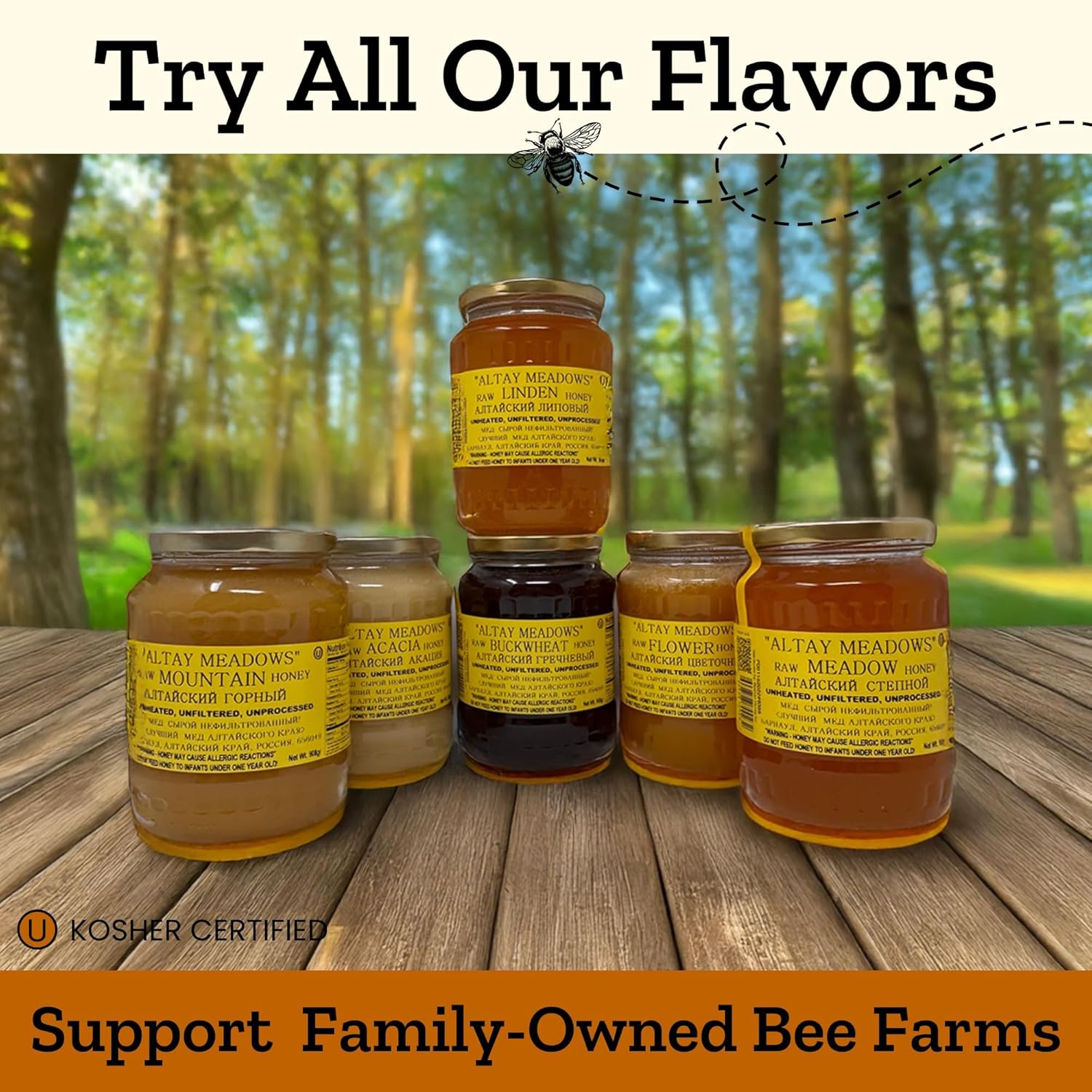 Altay Raw Acacia Honey - 100% Pure, Unfiltered, Unpasteurized, Ethically Sourced - Glass Jar, 908g / 35.2oz - Image 7