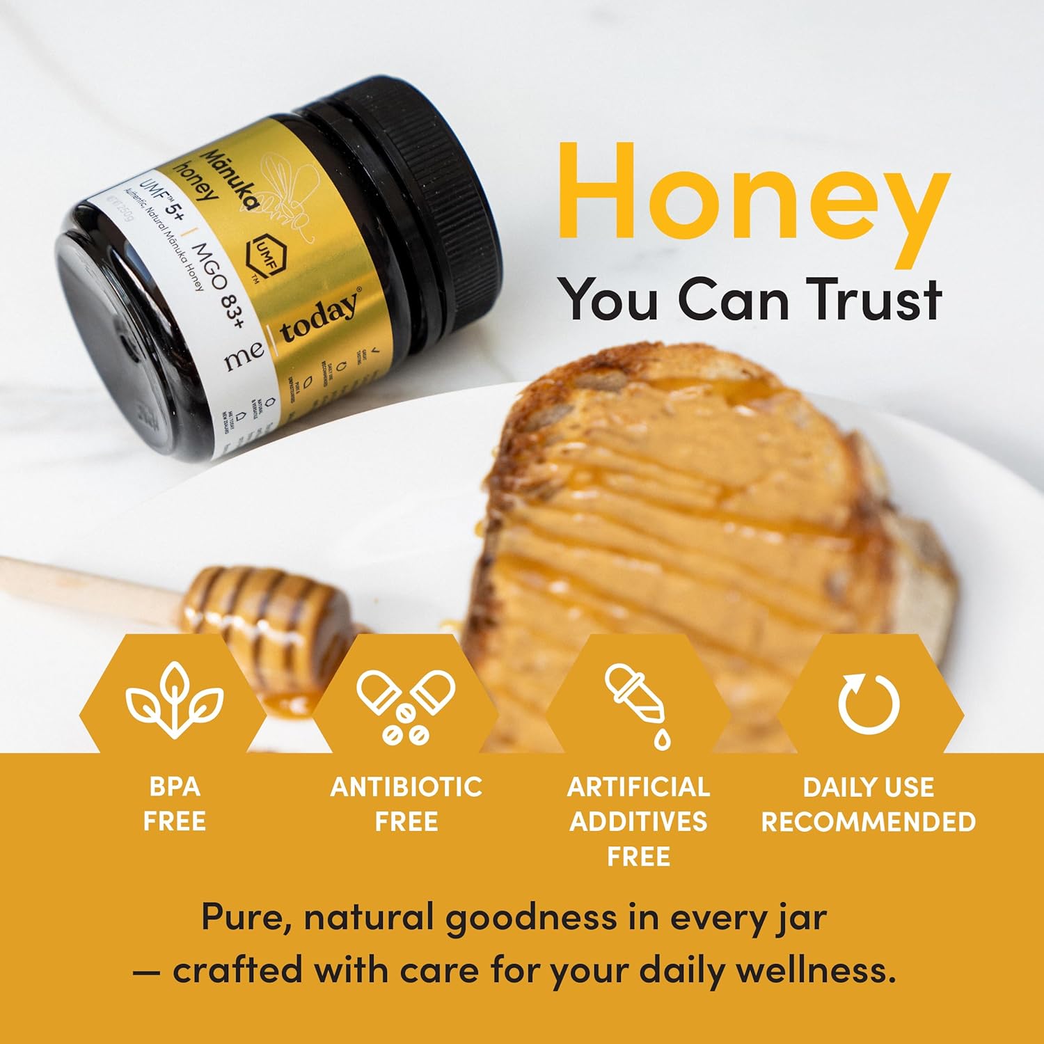 Me Today Manuka Honey UMF 5+/MGO 83+, Raw & Unpasteurized from New Zealand, Certified Authentic Honey for Daily Wellness, 4.4oz - Image 4