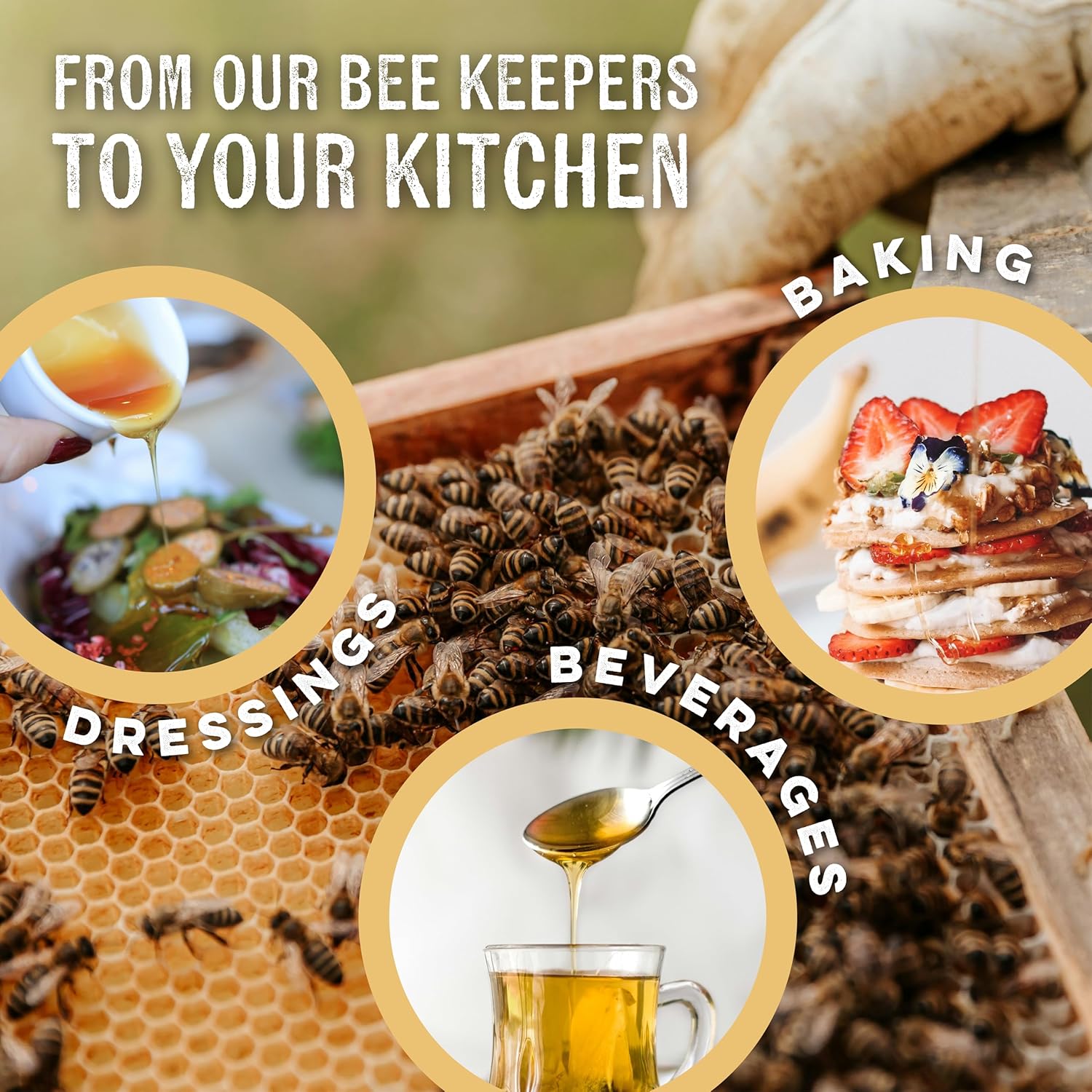 Goshen Amish Raw Honey Bee Complex - With 4 Types of Honey plus 4 Bee Hive Products - Unfiltered, Unprocessed, Pure & Natural Bee Essence - Wellness & Energy - Dairy & Gluten Free - 454g /16 Oz - Image 5