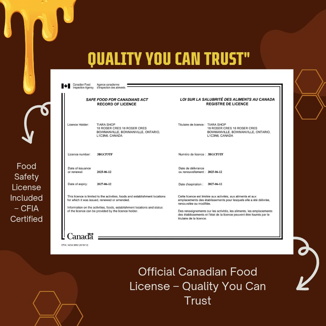 TIARA Yemeni Douani Sidr Honey – 100% Raw, Pure & Natural, CFIA Certified, Unpasteurized, Packed in Canada, Premium Quality – 33.5 Fl Oz, 950g + Free Honey Dipper Gift - Image 2