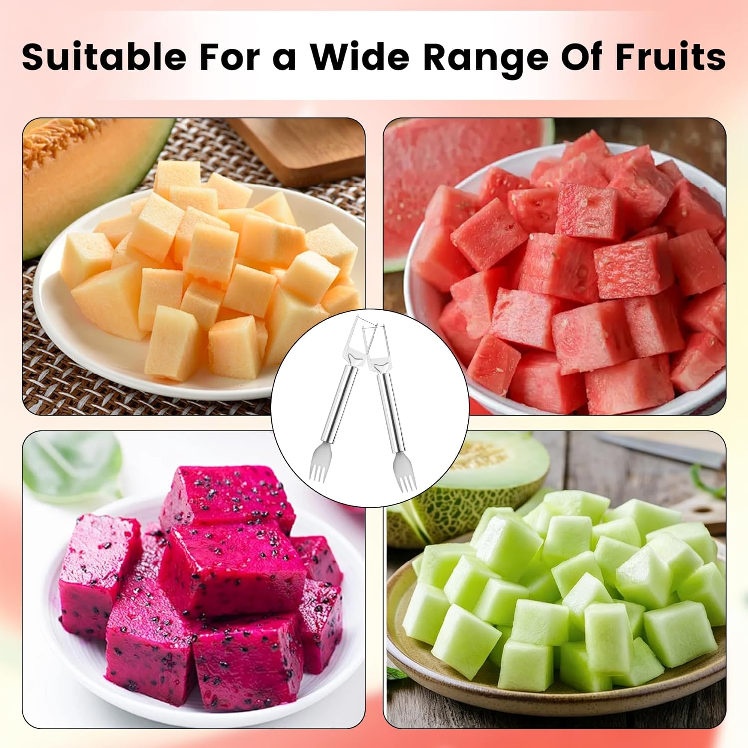 2-in-1 Stainless Steel Fruit Cutter, 2026 New Watermelon Fork Slicer Tool, Dual Head Watermelon Cutter Knife for Home Kitchen Gadget (2pcs) - Image 7