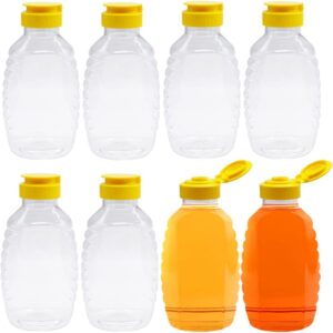 8 Pack 16oz Clear Plastic Honey Bot...