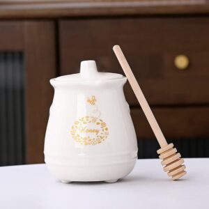 Ceramic Honey Jar with Wooden Honey...