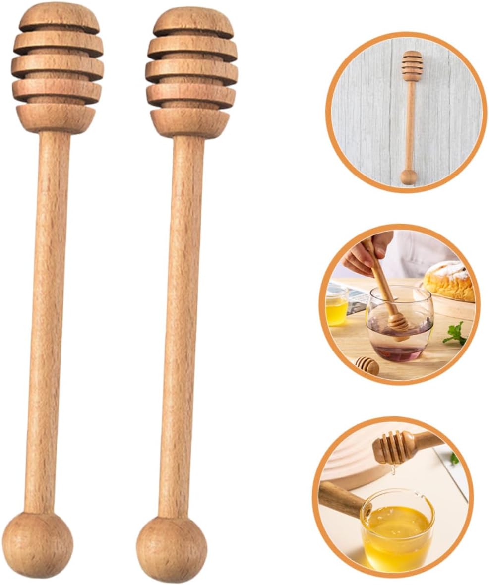 2pcs Wooden Honey Dippers Portable Stirring Sticks for Honey Syrup Jam Mixing for Household Use Easy to Clean - Image 7