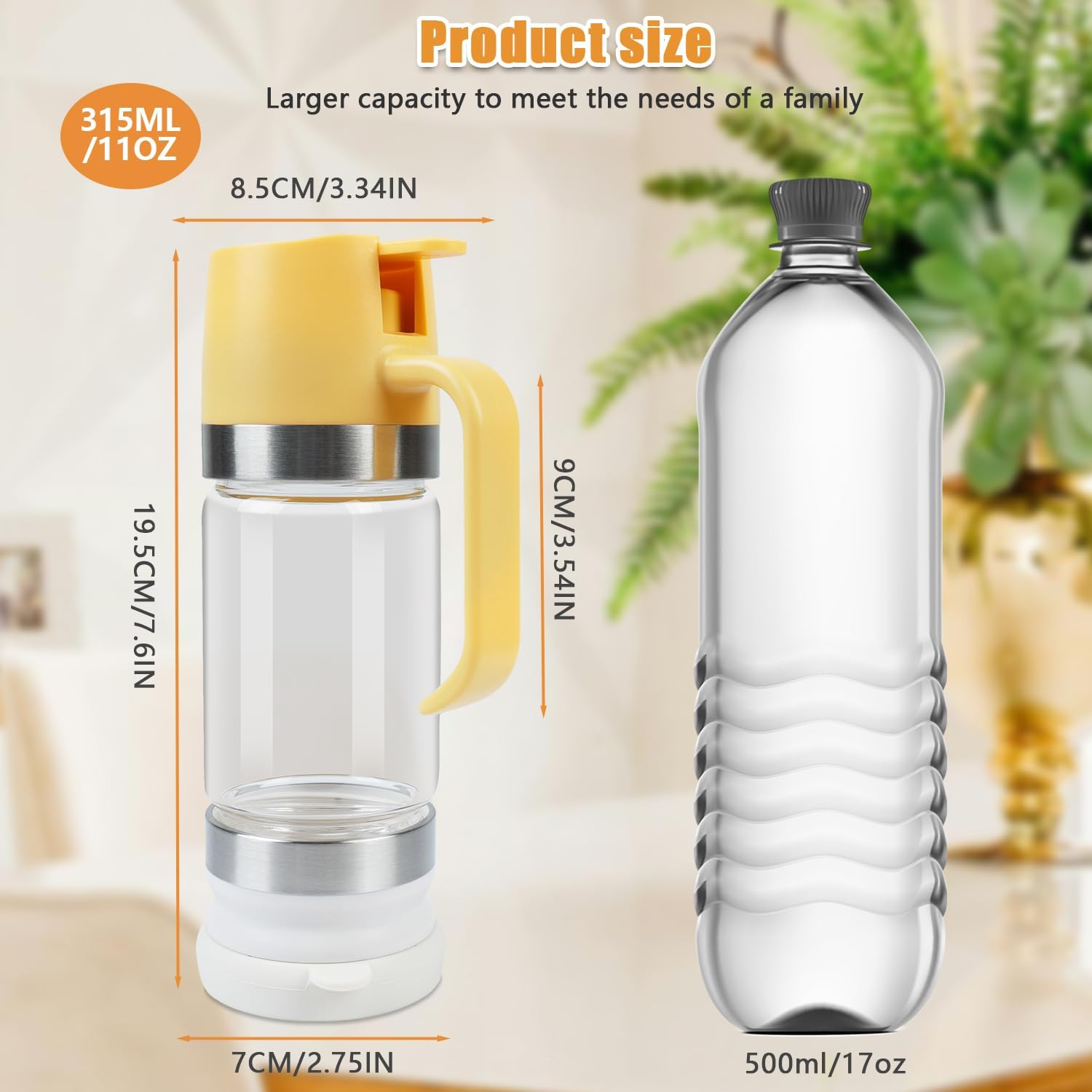 Honey Dispenser No Drip with Stand, 12 OZ Glass Honey Jar, Syrup Dispenser, Easy One Hand Use Honey Pot for Coffee or Tea, Mess Free Honey Dispenser for Syrup, Honey Container (2PCS Yellow) - Image 4