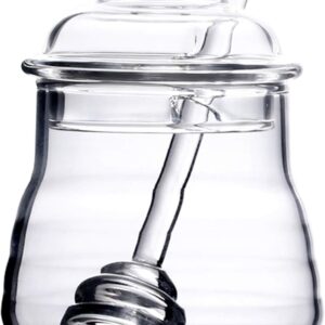 Lawei Glass Honey Jar with Dipper a...