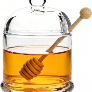 Glass Honey Jar with Lid and Dipper...