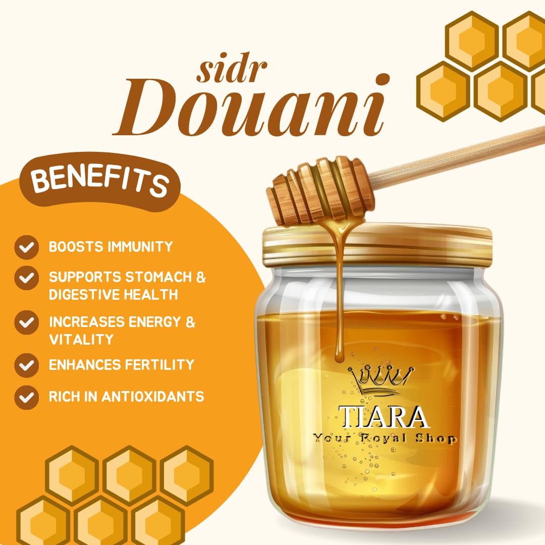 TIARA Yemeni Douani Sidr Honey – 100% Raw, Pure & Natural, CFIA Certified, Unpasteurized, Packed in Canada, Premium Quality – 33.5 Fl Oz, 950g + Free Honey Dipper Gift - Image 5