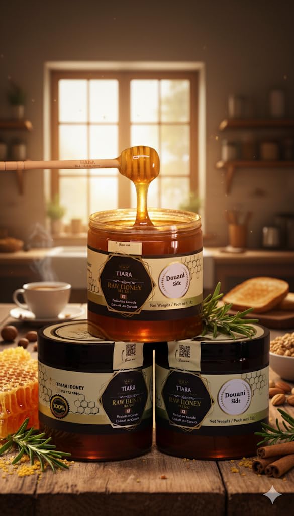 TIARA Yemeni Douani Sidr Honey – 100% Raw, Pure & Natural, CFIA Certified, Unpasteurized, Packed in Canada, Premium Quality – 33.5 Fl Oz, 950g + Free Honey Dipper Gift - Image 7