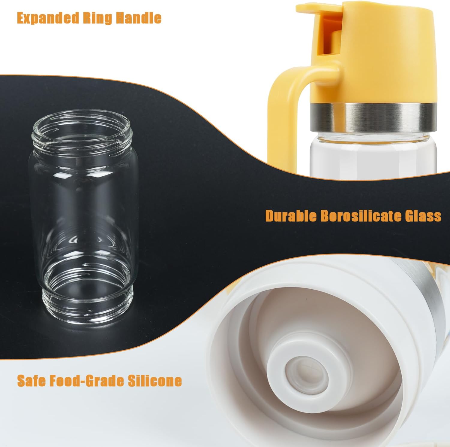 Honey Dispenser No Drip with Stand, 12 OZ Glass Honey Jar, Syrup Dispenser, Easy One Hand Use Honey Pot for Coffee or Tea, Mess Free Honey Dispenser for Syrup, Honey Container (2PCS Yellow) - Image 7
