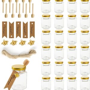 12 Pack 4oz Glass Hexagon Honey Jar...