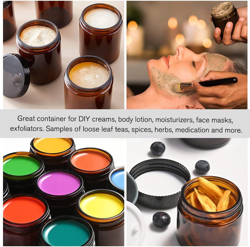 4 oz Glass Jars with Lids, 2 Pack Amber Jars with Lids & Inner Liners, Wide Mouth | Glass Black Mason Jars for Cream, Lotion, Honey, Jam, Jelly | Kitchen & Home - Image 5