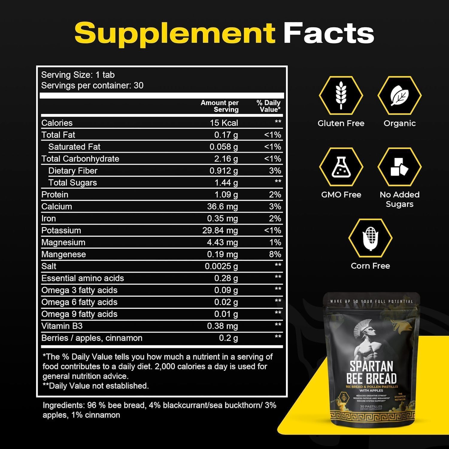 Spartan Bee Bread Chewables – Bee Bread Raw Organic Natural Multivitamin with Bee Pollen, Propolis & Royal Jelly | Fermented for Energy, Vitality, Recovery & Immunity | Non-GMO, Nothing Synthetic - Image 5