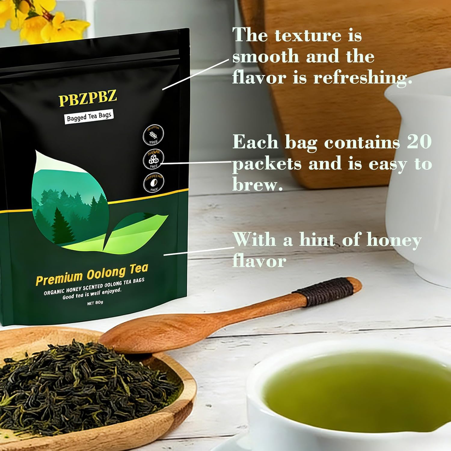Oolong Whole Leaf Tea Bags | High-Altitude Sourced, Organic & Non-GMO | Supports Daily Relaxation | Smooth Floral Honey Flavor, Daily Wellness Ritual | 20 Bags (1) - Image 2