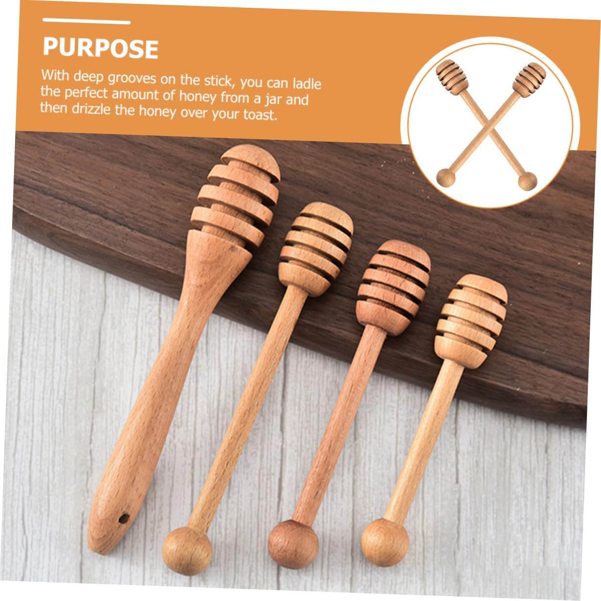 2pcs Wooden Honey Dippers Portable Stirring Sticks for Honey Syrup Jam Mixing for Household Use Easy to Clean - Image 4