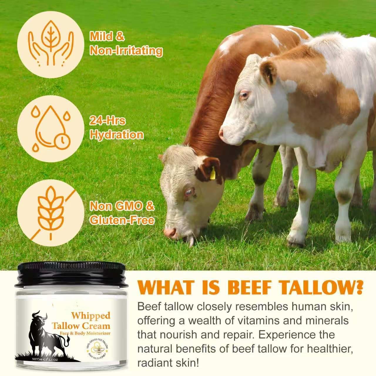 Beef Tallow for Skin, Beef Tallow Honey Balm, Organic Moisturizer for Face & Body Skin Care, Deeply Nourishes the Skins with Raw Wild Honey, Fast Absorption for Dry & Aging Skin - Image 5