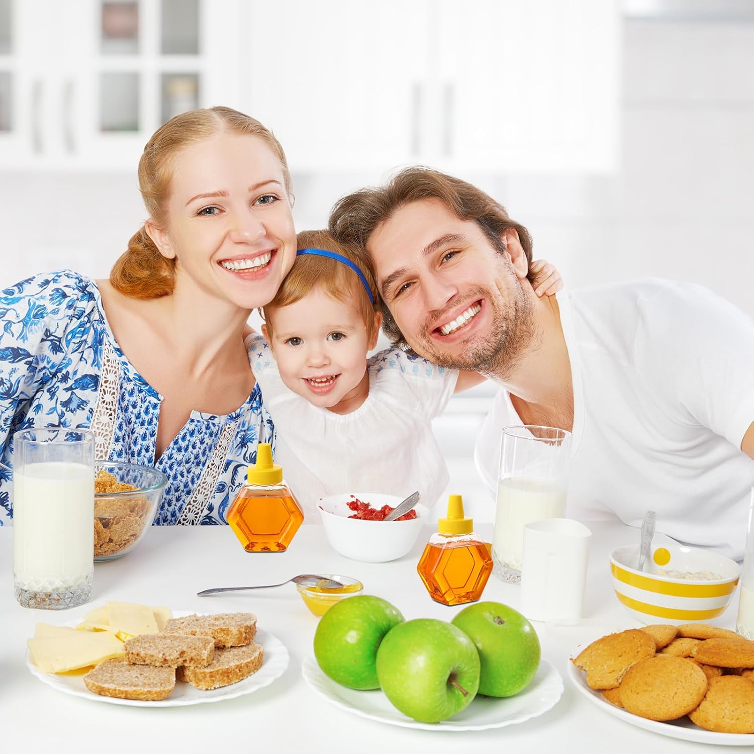 32 Pcs 7 oz Honey Squeeze Bottle Plastic Empty Beehive Bottle Jar with Spout Lid Clear Refillable Honey Containers for Condiment Storing and Dispensing Dispenser (Hexagon) - Image 6