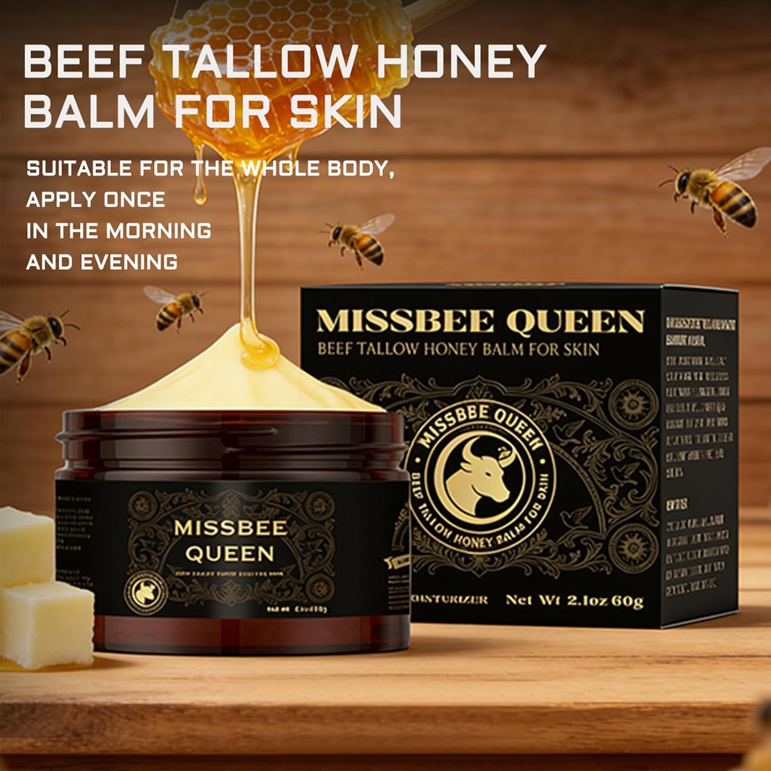 Beef Tallow for Skin, Tallow and Honey Balm, Beef Tallow for Face, Anti-Aging Cream for Oily & Sensitive & Dry Skin, Based Supplies Organic Grass-Fed Beef Tallow Honey Moisturizer Cream (2.1 oz / 60g) - Image 5