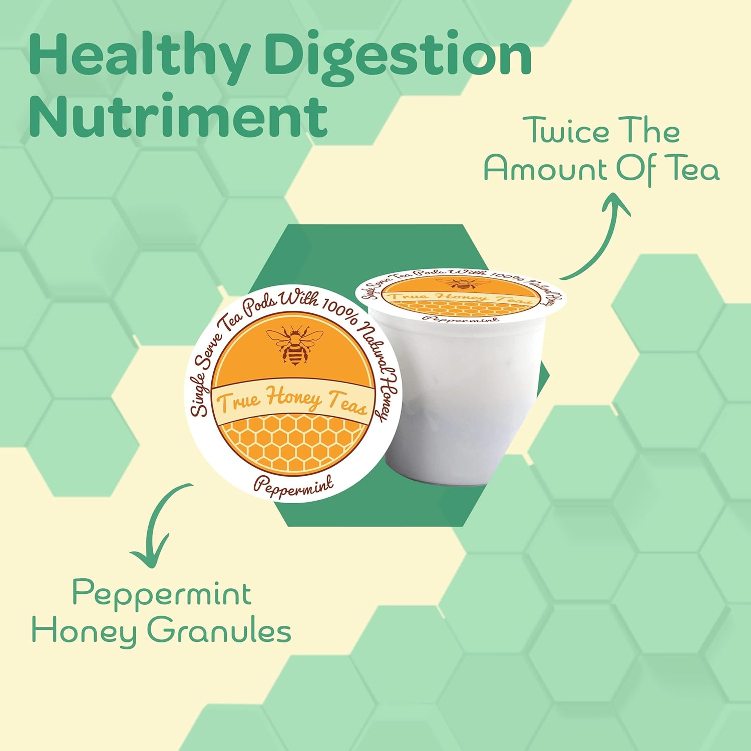 True Honey Peppermint Tea Pods - Honey Crystals Blended In Every Tea Pod - Healthy Digestion Nutriment - All Natural Organic Herbal Caffeine Free Tea Pod 22 Count - Image 3