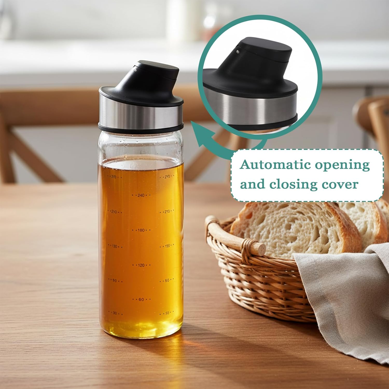 2 Pcs Honey Jar Dispenser,Glass Honey Container No Drip,Coffee Maple Syrup Creamer Salad Dressing Dispenser, Leak-Proof Oil Pot for Home Kitchen Essential Storage Holder 500ml/18oz - Image 3