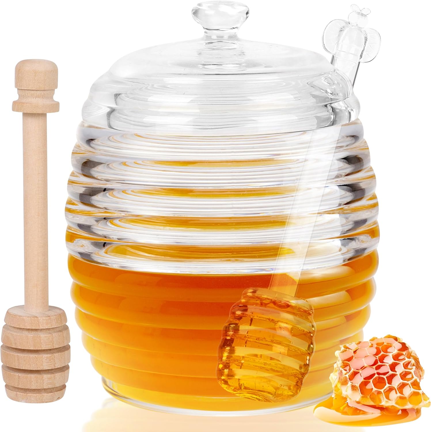 Loscarol Honey Jar with Dipper and Lid, 8 oz Glass Honey Pot Dispenser with 2 Dippers Sticks Set, Honey Containers for Kitchen, Home, Syrup Storage - Image 8