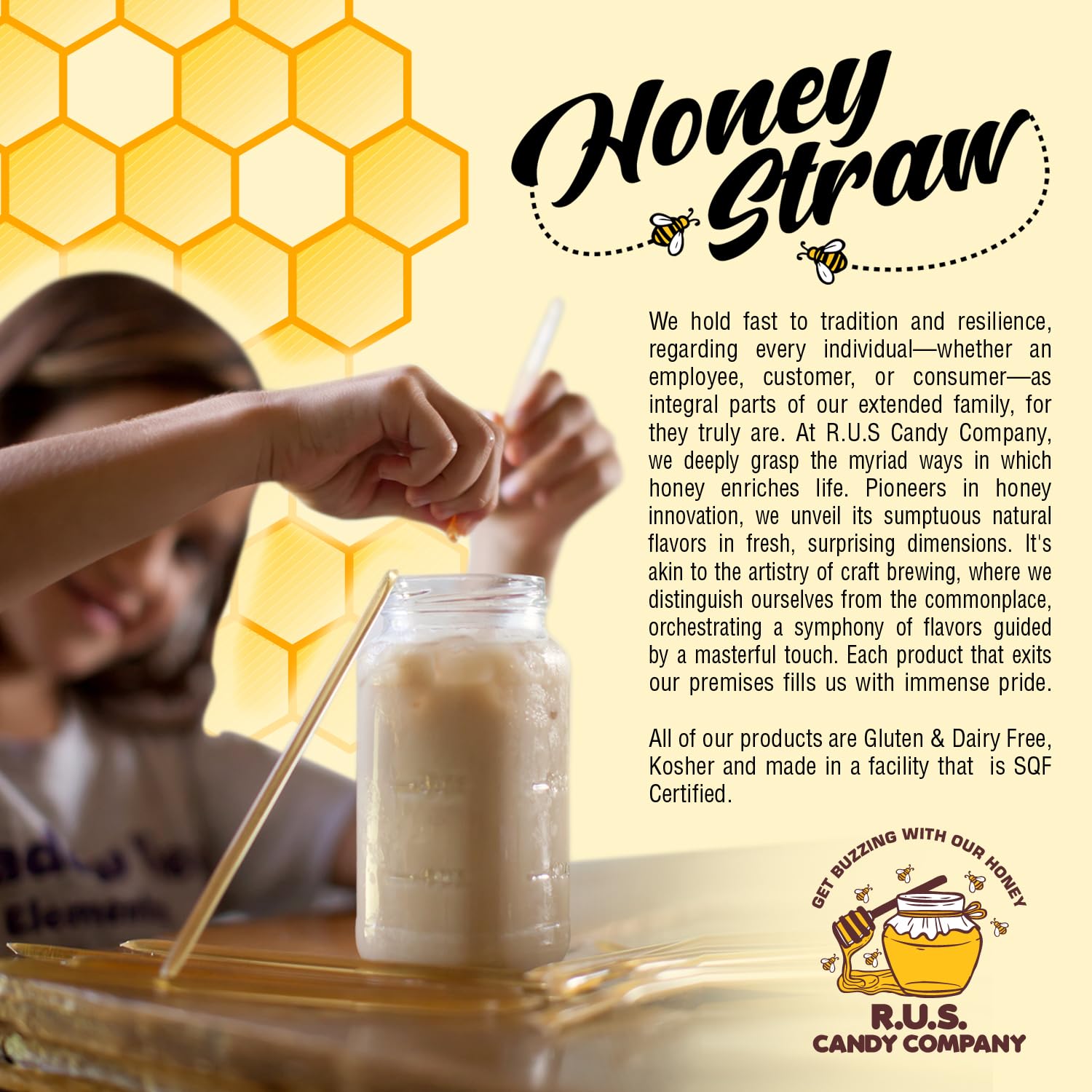 25 Pack Honey Sticks For Tea, Snacking, Single Serve Stir Sticks, Natural Flavor by R.U.S Candy Company- Honey Straws (Wildflower) - Image 7