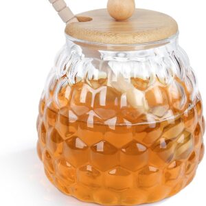 Joeyan Glass Honey Jars with Dipper...