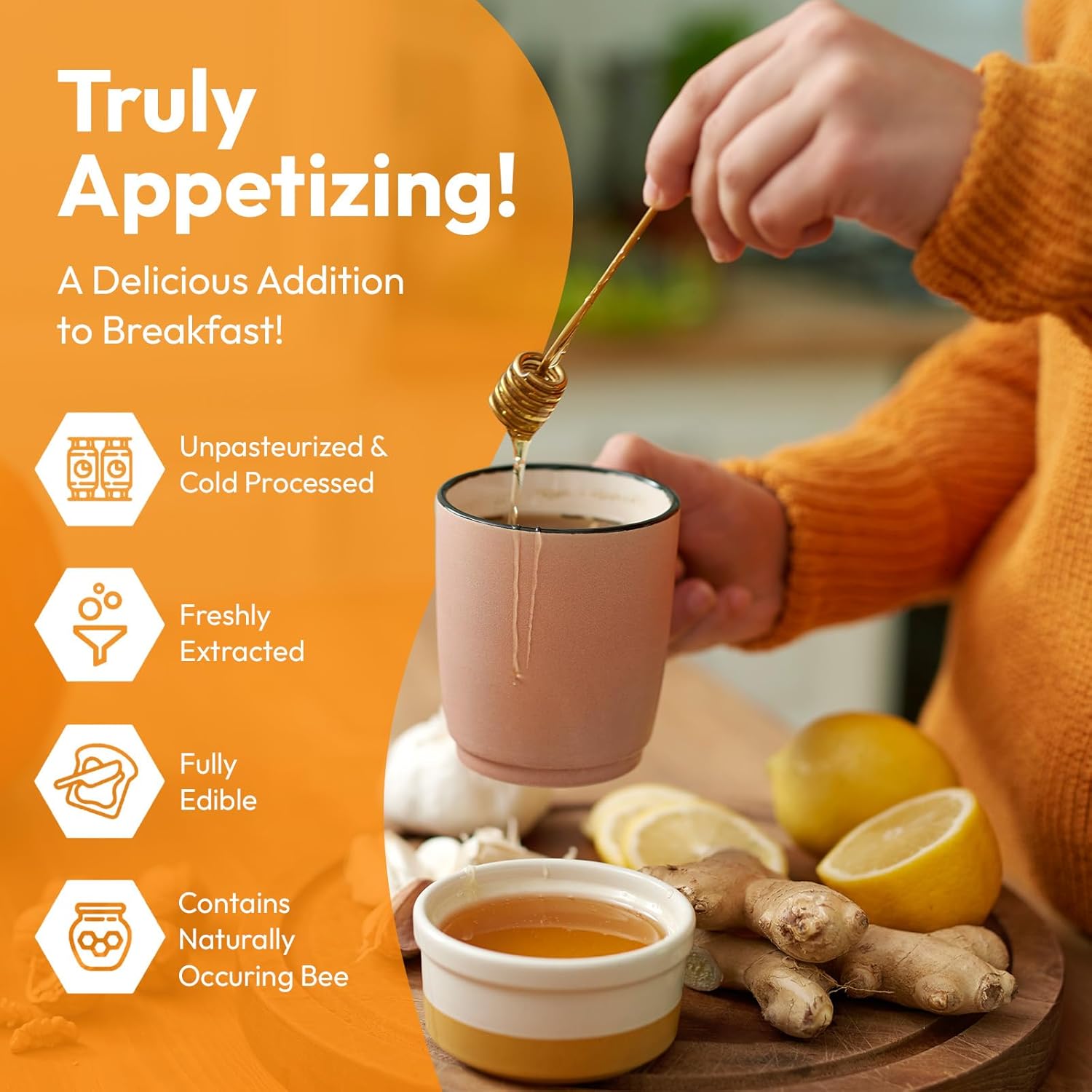 Bake and Tango All Natural Raw Honeycomb - 100% Pure Honey Comb, Perfect for Healthy Smoothies, Spreading, Tea, Snacks, and Desserts - Edible Honeycomb, Pack of 1 (14.0oz) - Image 7