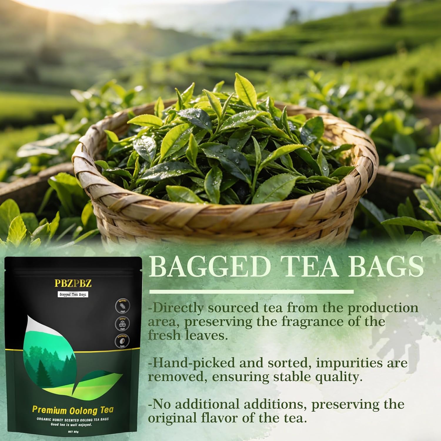 Oolong Whole Leaf Tea Bags | High-Altitude Sourced, Organic & Non-GMO | Supports Daily Relaxation | Smooth Floral Honey Flavor, Daily Wellness Ritual | 20 Bags (1) - Image 3
