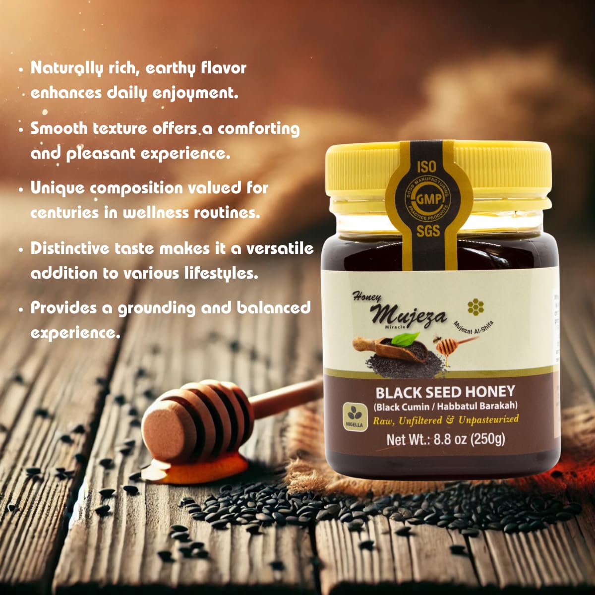 Mujezat Al-Shifa Black Seed Honey (Black Cumin - Nigella Seeds) 500g, 17.6oz - Image 3