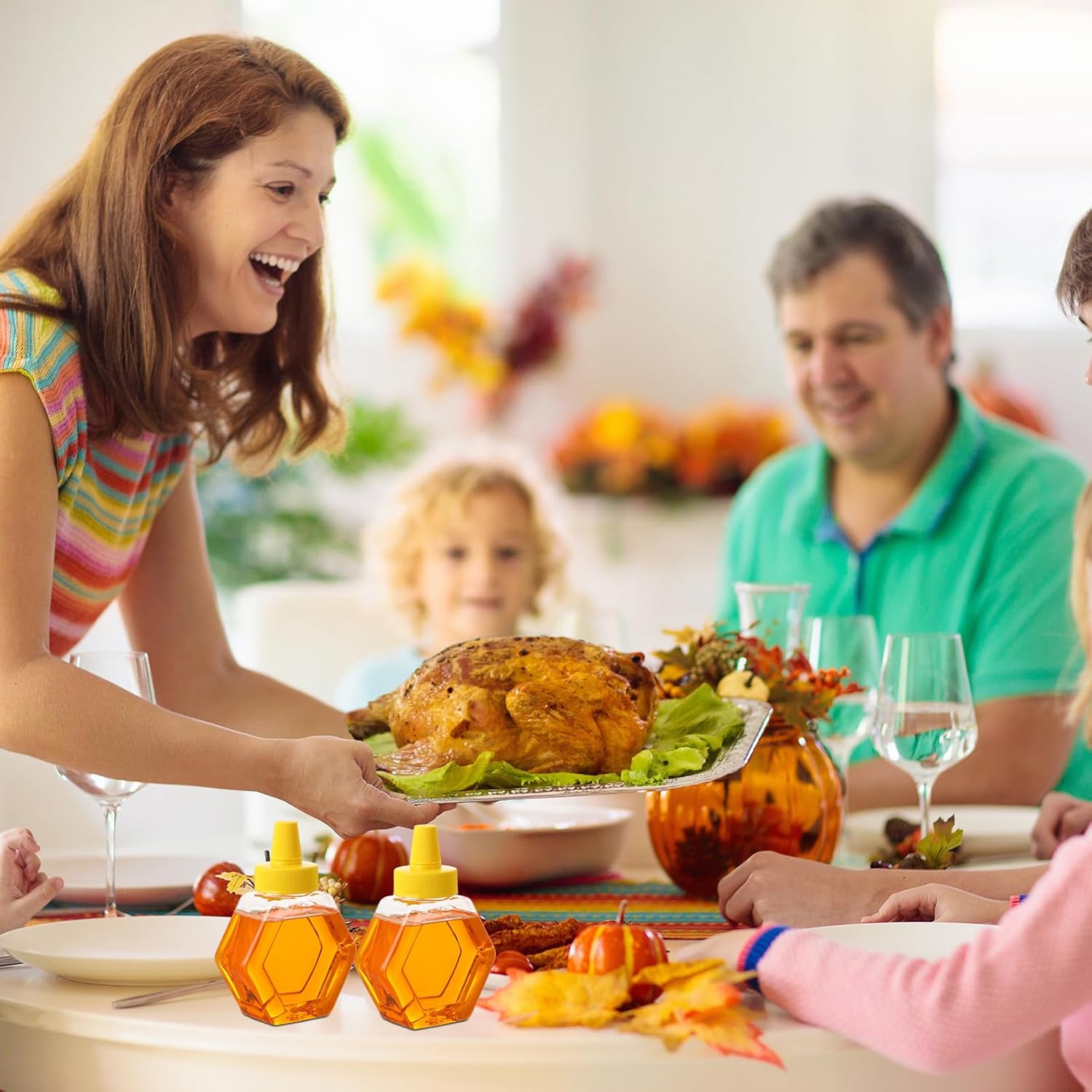 32 Pcs 7 oz Honey Squeeze Bottle Plastic Empty Beehive Bottle Jar with Spout Lid Clear Refillable Honey Containers for Condiment Storing and Dispensing Dispenser (Hexagon) - Image 7