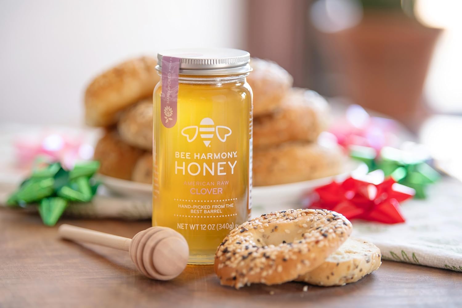 Bee Harmony Raw Clover Honey, 12 OZ (Pack of 2 Jars), Made in the USA - Image 2