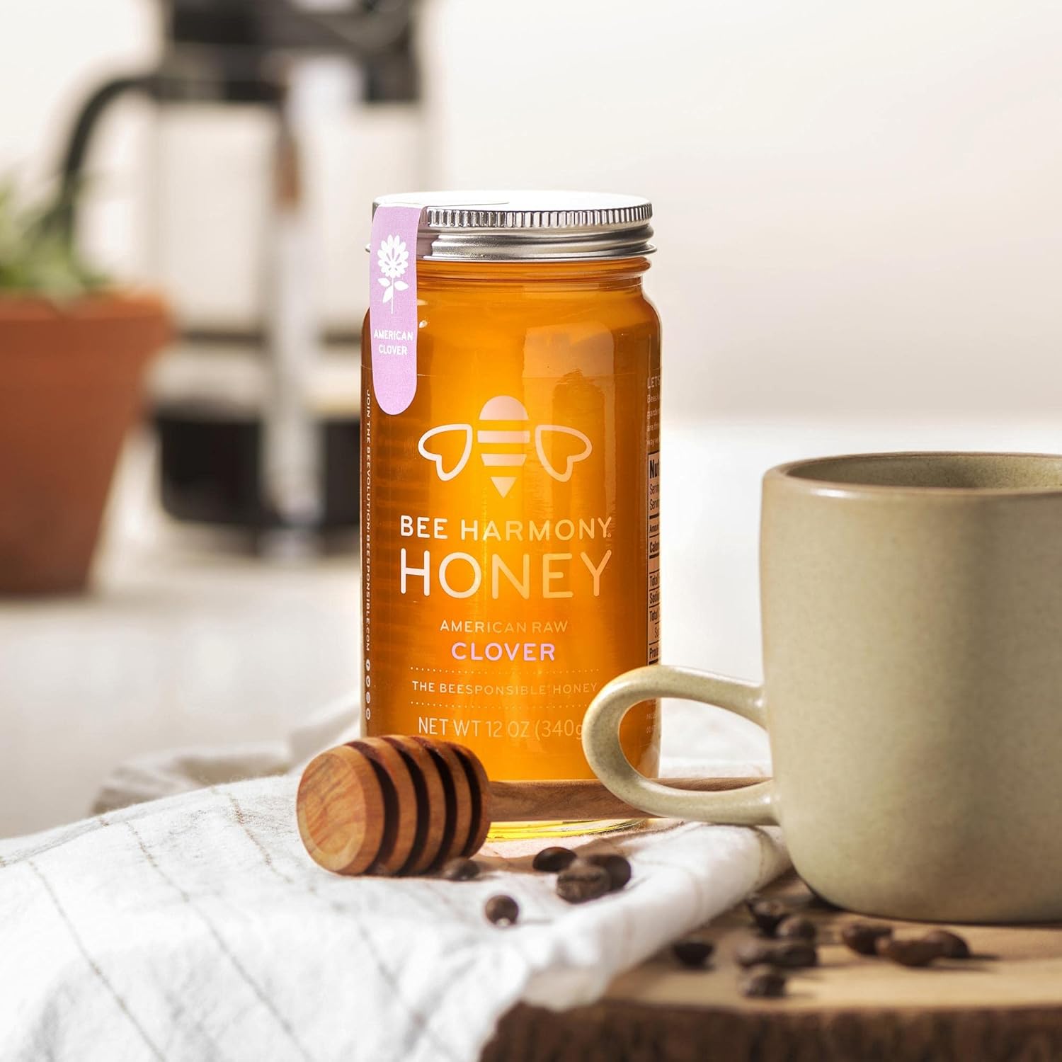 Bee Harmony Raw Clover Honey, 12 OZ (Pack of 2 Jars), Made in the USA - Image 3
