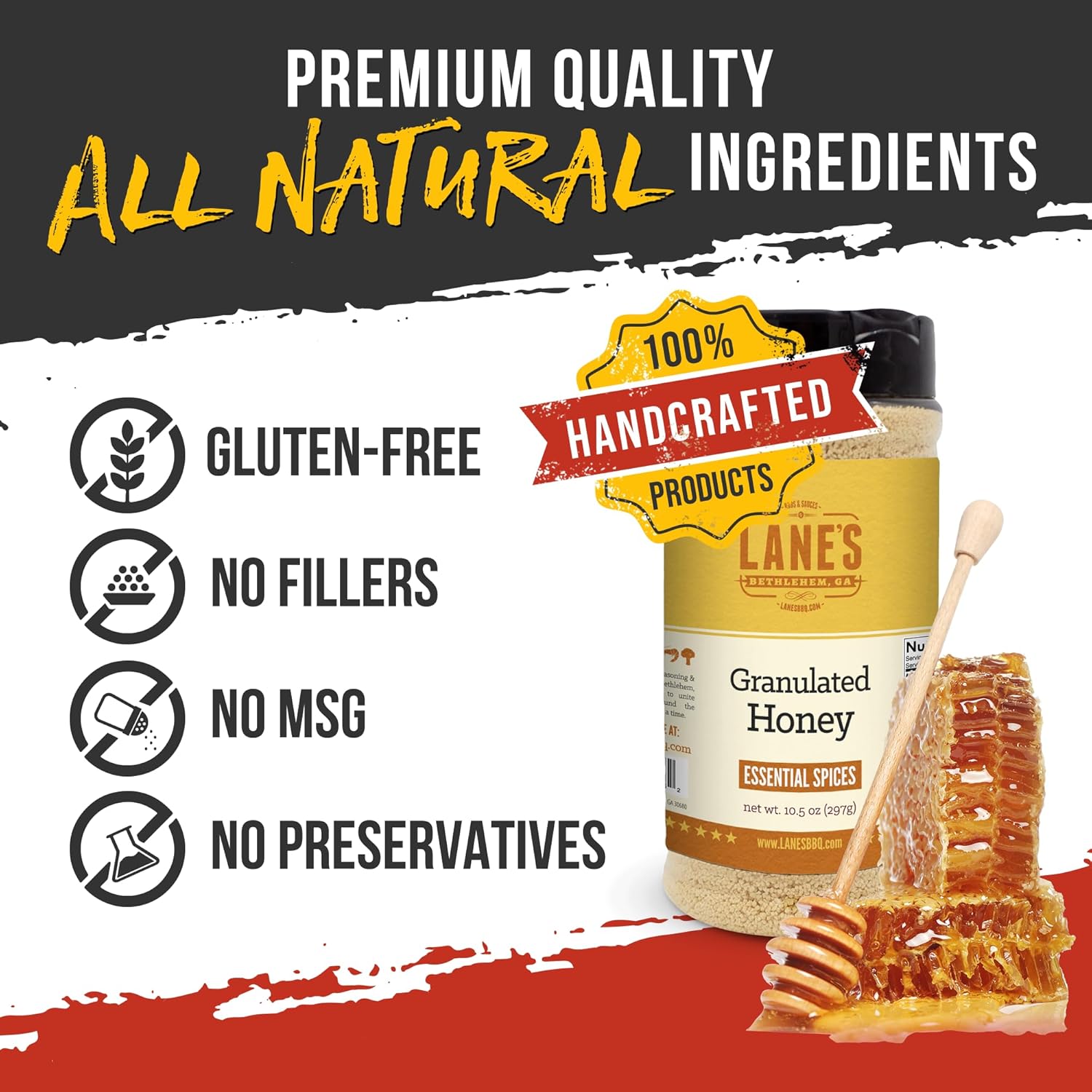 Lane's All Natural Granulated Honey - Premium Real Honey Granules for Cooking and Grilling | Natural Caramelization | No Preservatives | 10.5oz - Image 3