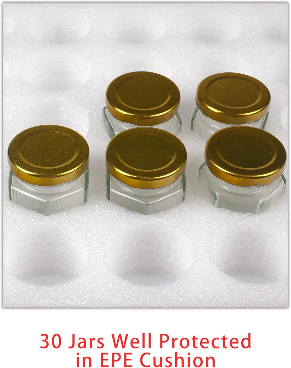 3OZ Mini Glass Hexagon Honey jars 30Packs - Gold Lid, Small Wooden honey dipper, Bee Charms, Thank You Gift Tags, Stickers, Jute - Baby Shower Thank You Party Wedding Favors Gifts (Circular Tag) - Image 3